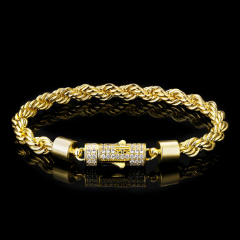 Fashion 6mm Iced Out Clasp Rope Bracelet for Men