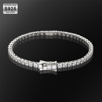 Sparkly 3mm Moissanite White Gold Tennis Bracelet