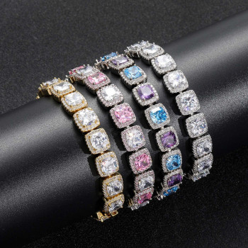 Trendy 10mm Square Diamond Mens Tennis Bracelet