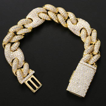 Fashion 20mm Diamond PIg Nose Cuban Link Bracelet for Men