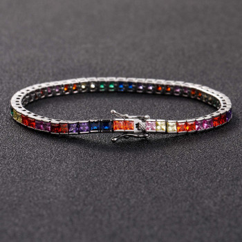 Trendy 4mm Colorful Diamond Mens Tennis Bracelet