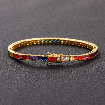 Trendy 4mm Colorful Diamond Mens Tennis Bracelet
