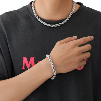 Hip Hop 8mm CZ Diamond Mens Rope Bracelet