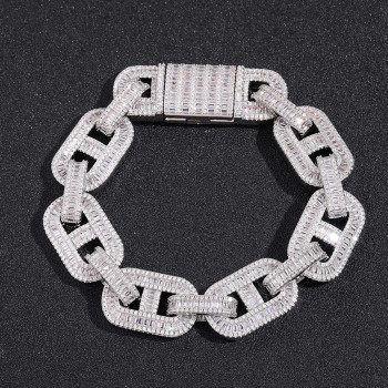 Fashion 15mm Diamond PIg Nose Bracelet for Men