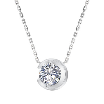 Elegant 1.0 Carats VVS1 Moissanite Moon Pendant Necklace for Women 