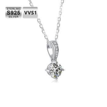 Iced 1.0 Carats VVS1 Moissanite Womens Pendant Necklace