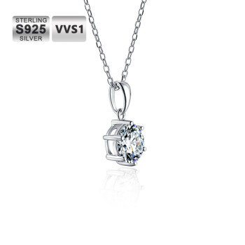 1.0 Carats VVS1 Moissanite  Iced Womens Pendant Necklace