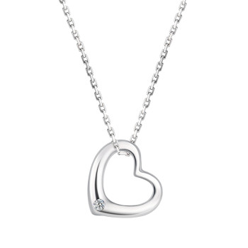 Lovely 0.015 Carats VVS1 Moissanite Hollow Heart Pendant Necklace