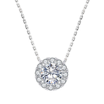 1.0 Carats VVS1 Moissanite Round Vintage Sparkling Women Pendant Necklace