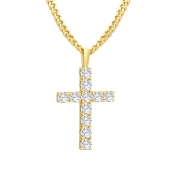 Bling 1.10 Carats VVS1 Moissanite Cross Pendant for Men 14K Gold