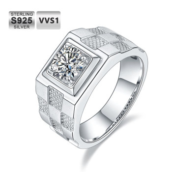 Gorgeous Sterling Silver 1.0 Carats VVS1 Moissanite Men Ring