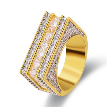 Gorgeous Single Rows Princess Cut CZ Diamond Mens Rings