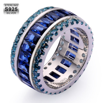 Diamond Blue Sapphire Mends Baguette Ring