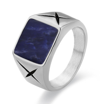 Modern Square Lapis Lazuli Mens Ring