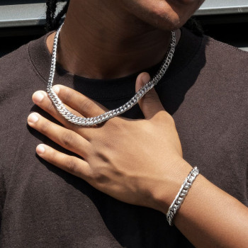 6-Sided | Iced 10mm Stainless Steel Miami Cuban Link Chain and Bracelet Set