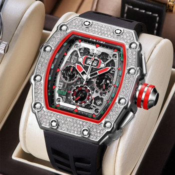 Fashion Hollow Mechanical Men's Watch with Silicone Strap