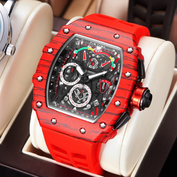 Cool Hollow Automatic Mechanical Sport Watch with Silicone Strap