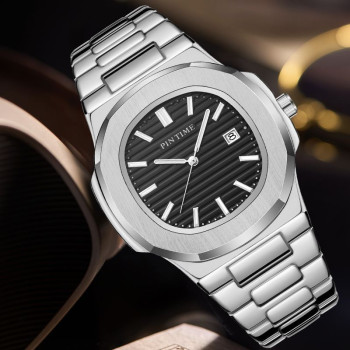 Classic 40mm Stainless Steel Quartz Mens Watch