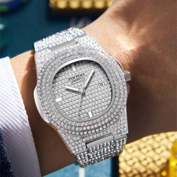 New Arrival Fully Iced Round Bezel Quartz Watch