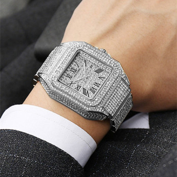 New Arrival Star Diamond Fashion Quartz Square Mens Watch