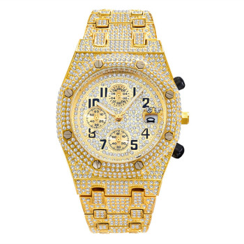 Newest Baguette Cut Round Diamond Dial Mens Watch