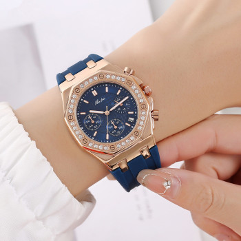 Cool Baguette Cut Women Watch with Silicone Strap