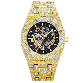 Fashion Men's Mechanical Watch with Baguette Stones