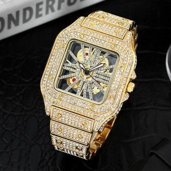 Iceforall  Chic Square Full Diamond Men's Watch 