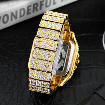 Iceforall  Chic Square Full Diamond Men's Watch 