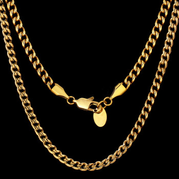 6mm Miami Stainless Steel Cuban Link Chain with Lobster Clasp in 18K gold