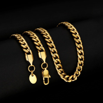 6mm Miami Stainless Steel Cuban Link Chain with Lobster Clasp in 18K gold