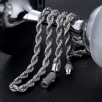 6mm Fashion Iced Out Lock Mens Rope Chain in 18K Gold