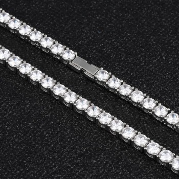 Iced Out 3mm White Gold CZ Diamond Mens Tennis Chain