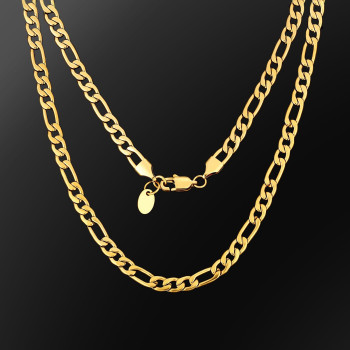 Hip Hop 3mm Stainless Steel Figaro Chains In 18K Gold