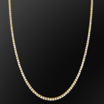 Hip Hop 3mm 14K Gold CZ Diamond Mens Tennis Chain 