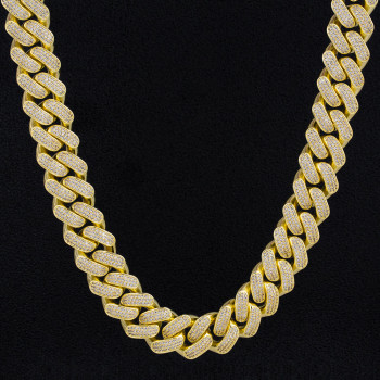 18mm Iced Out Diamond Cuban Link Chain in 14K Gold Iceforall