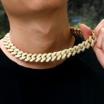 18mm Iced Out Diamond Cuban Link Chain in 14K Gold Iceforall