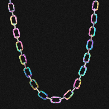 Hip Hop 10mm Rainbow Iced Out Mens Cable Chain