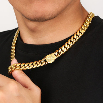 Classic 12mm Miami Cuban Mens Chain 6-Side with Embossed Clasp