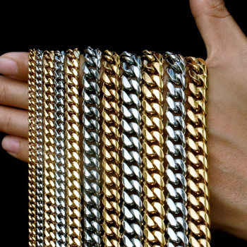 Modern 8mm/10mm/12mm Cuban Link Chain with Buckle Clasp for Men
