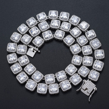 Hip Hop Square 10mm Iced Out CZ Diamond Mens Tennis Chain