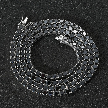 Hip Hop 4mm CZ Diamond Black Mens Tennis Chain 