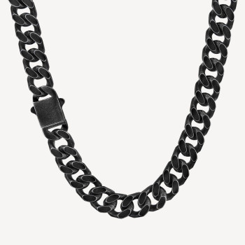 Black Gold Hip Hop 14mm Curb Chain Necklace with Hook Buckle Clasp