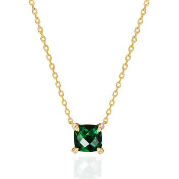 Green Birthstone Sapphire Diamond Necklace for Women