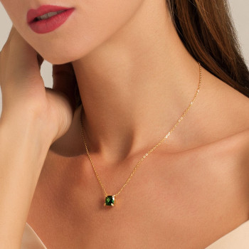 Green Birthstone Sapphire Diamond Necklace for Women