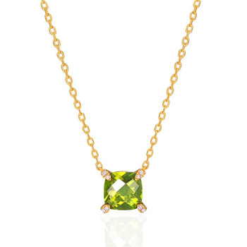 Green Birthstone D-peridot Diomand Necklace for Women