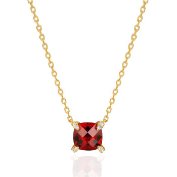Red Birthstone Sapphire Diamond Necklace for Women