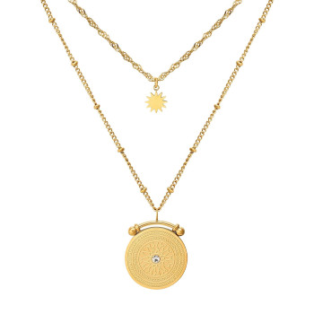 Gold Layered Necklace with Star Pendant Twist Chain