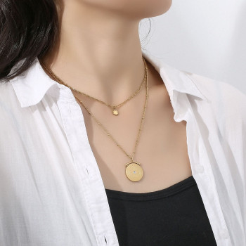 Gold Layered Necklace with Star Pendant Twist Chain