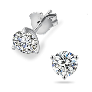 0.5/0.8/1.0/1.5 Carats *2 Round 3-Prong Setting Iced VVS1 Moissanite Earrings